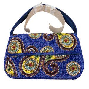 Antique Vintage Art Deco Micro Beaded Purse Handbag Multi Color Paisley